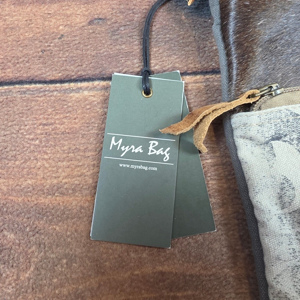 Myra Bag Leaf Pattern Crossbody Bag Womens Small Brown New Hair-on Hide Canvas - Picture 3 of 8